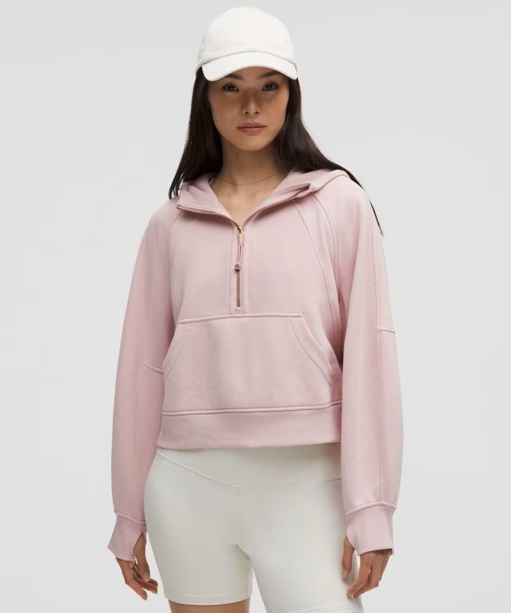 NEW Lululemon Scuba Oversized Half Zip Hoodie Women's Pink Cropped Size M/L